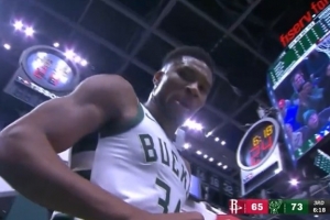 嘲讽拉满！字母哥怪兽碾压申京后面对镜头“快叫醒我快叫醒我！”